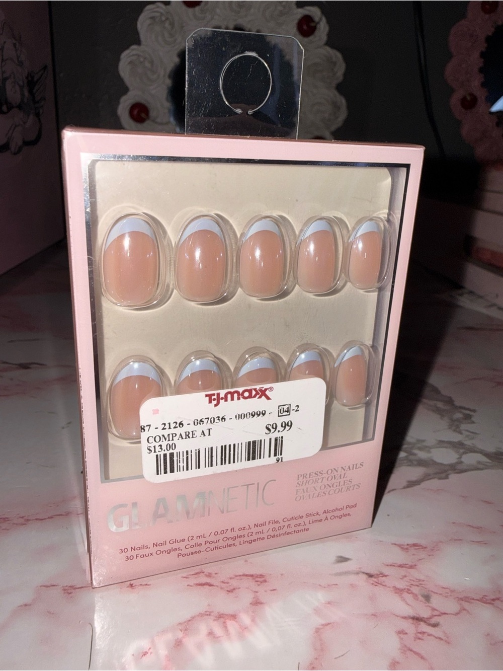 Glamnetic Nude + Blue French Press-On Nails